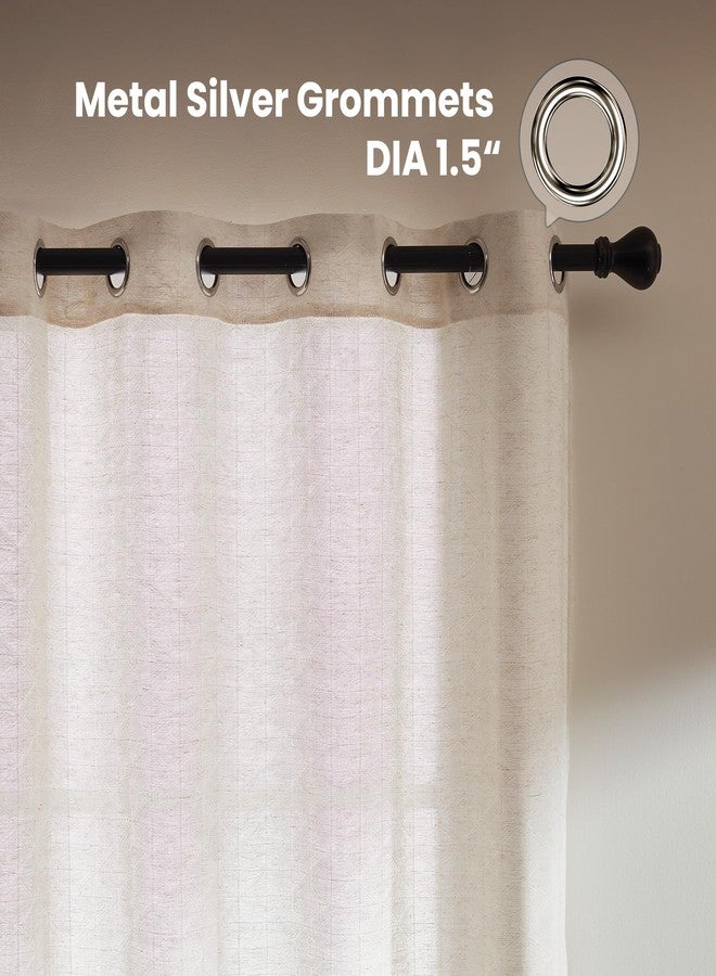 SLEEP ZONE Linen Jacquard Sheer Curtain, Triangle Textured Light Filtering Window Curtain Panels for Living Room Bedroom, 52" × 95" Beige - Image 5